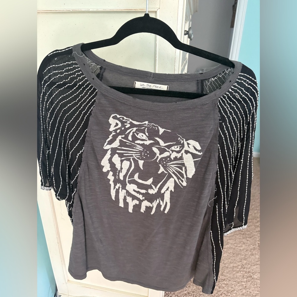 We The Free Charcoal and Black Tiger Tee